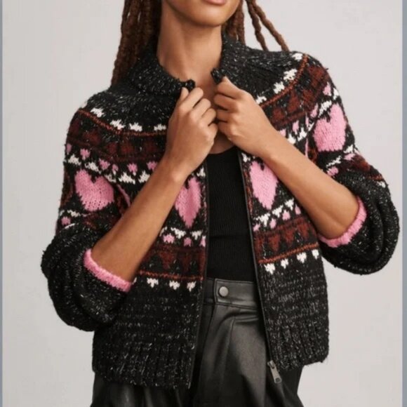 Anthropologie Sweaters - Anthropologie Pilcro Peace Love Zip Up Sweater XL